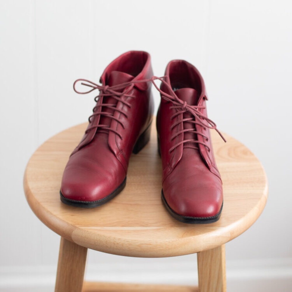 Cute Red Leather Boots